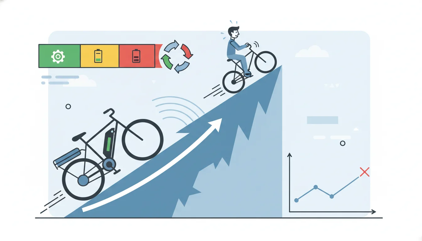 Illustration showing can ebikes go up steep hills concept